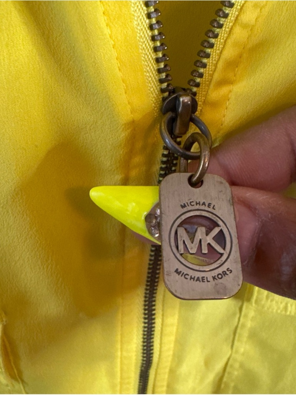 Michael Kors Bright Yellow Zip-Front Utility blouse - Picture 2 of 5